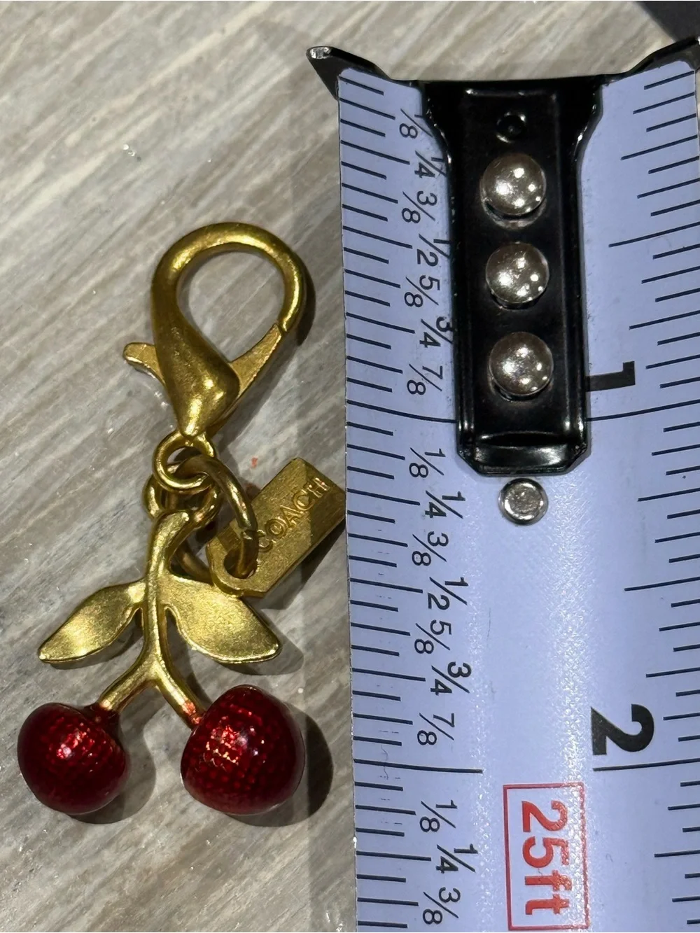 C Gold-Tone Cherry Charm Keychain - Red